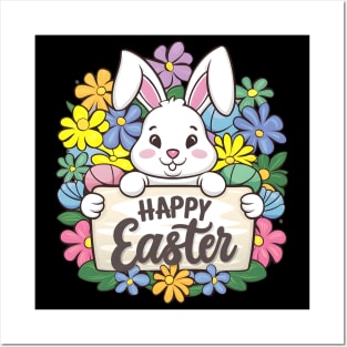 Happy Easter Bunny And Cat And Dog Mom Dad Boys Girls kids Posters and Art